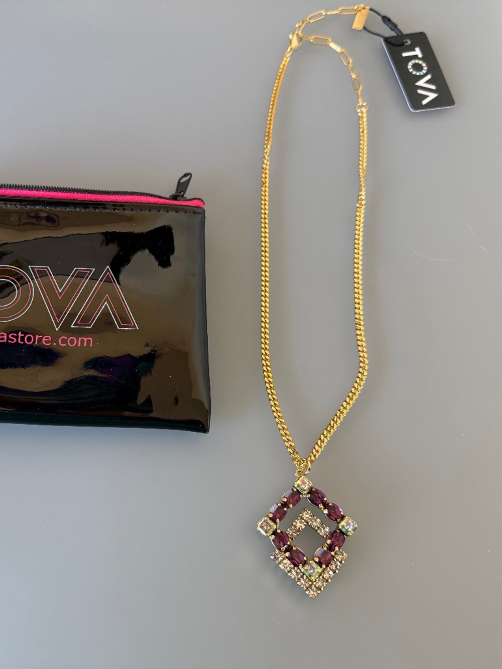 Tova Purple,aqua and clear necklace